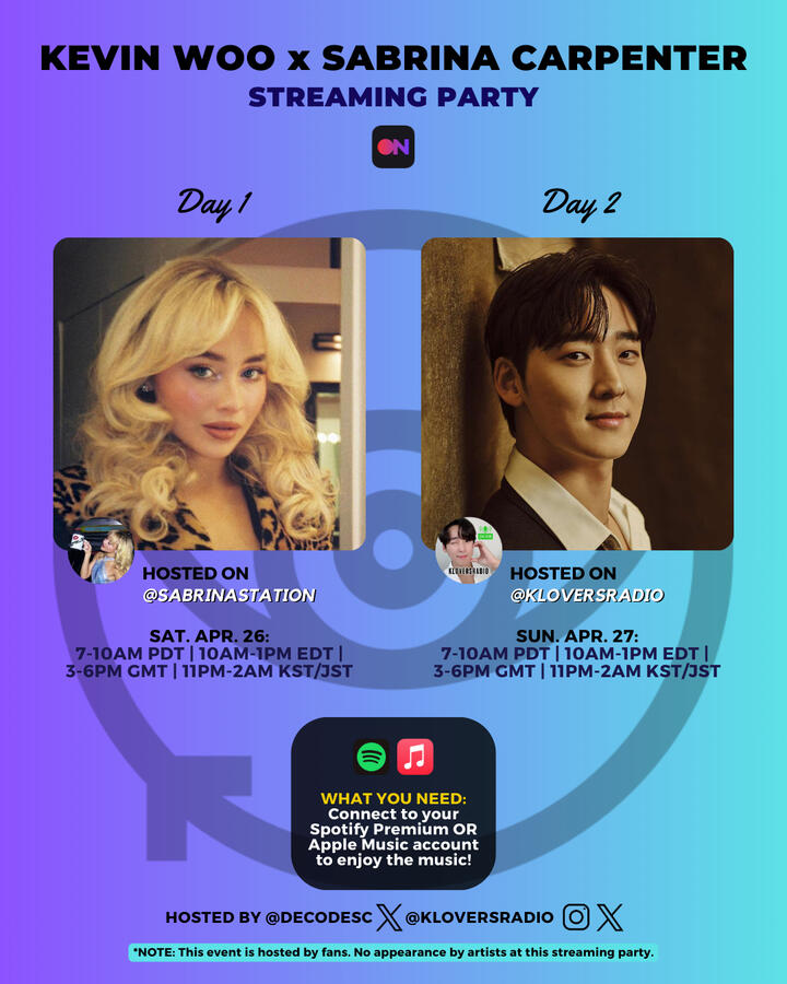 Kevin Woo and Sabrina Carpenter Stationhead Streaming Party