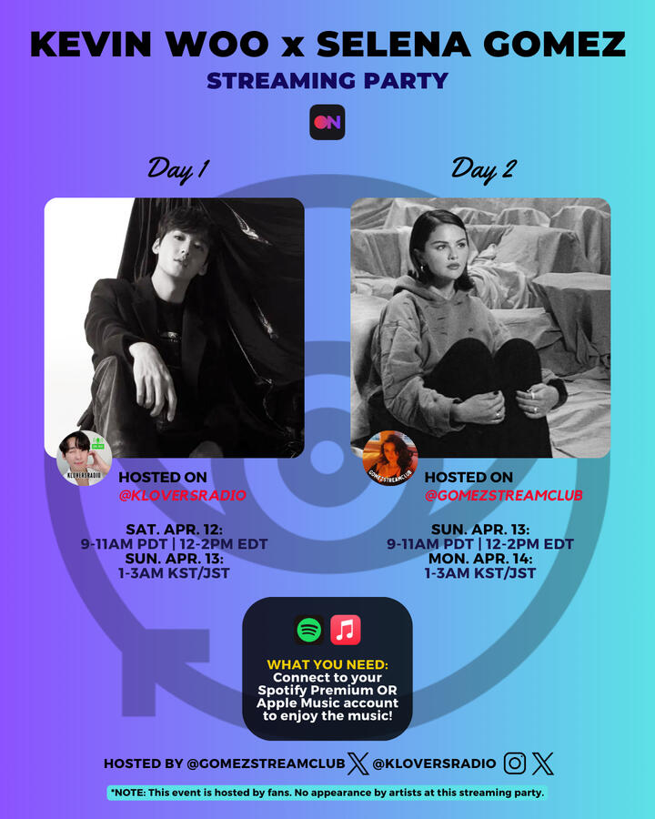 Kevin Woo and Selena Gomez Stationhead Streaming Party