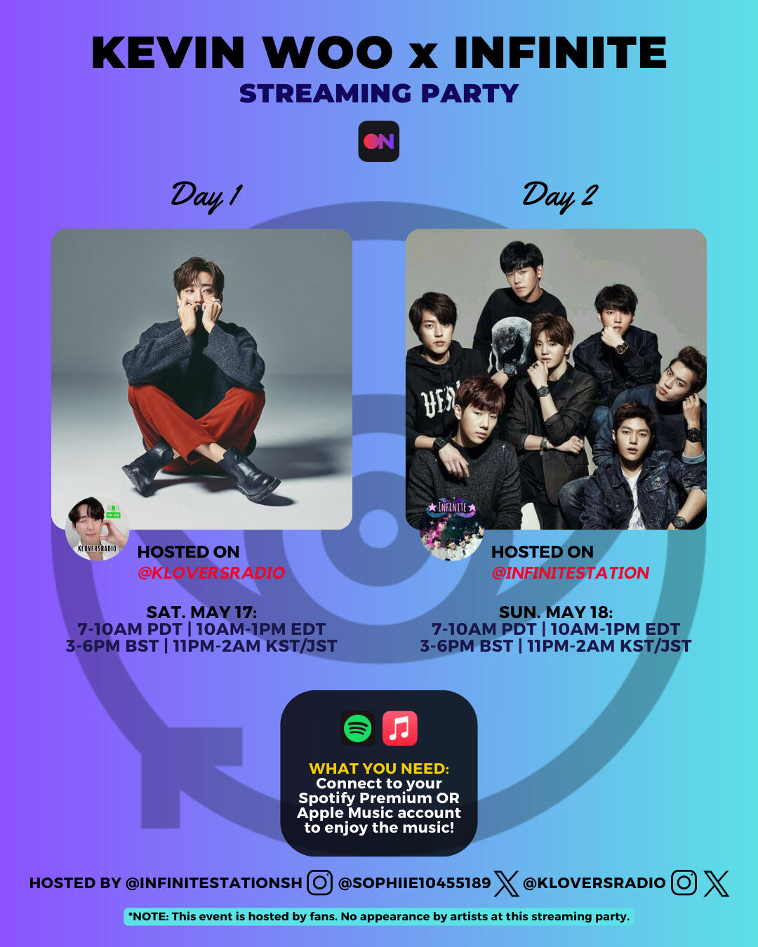 Kevin Woo and Infinite Stationhead Streaming Party