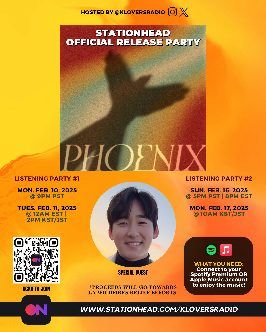 Kevin Woo Phoenix Single Stationhead Official Release Party Kevin Woo Phoenix Single Stationhead Official Release Party - Proceeds will go towards LA wildfires relief efforts.