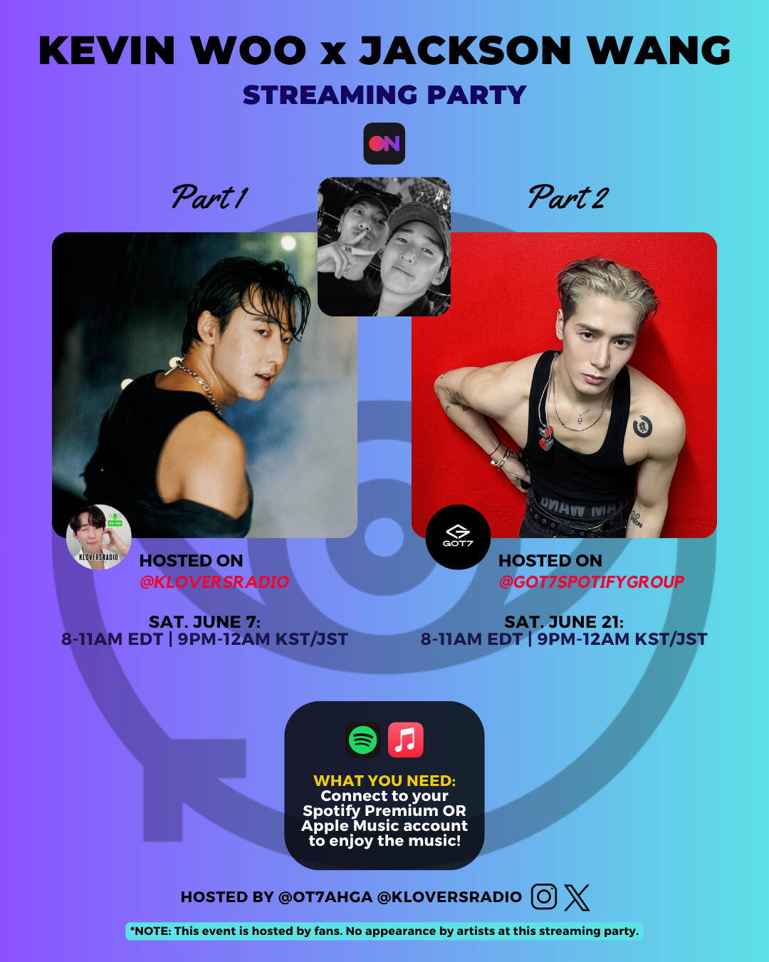 Kevin Woo and Jackson Wang Stationhead Streaming Party