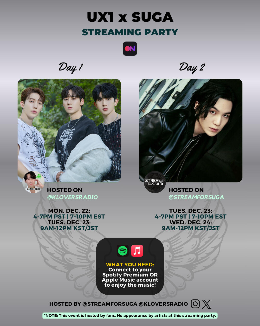 UX1 and SUGA Stationhead Streaming Party UX1 and SUGA Stationhead Streaming Party