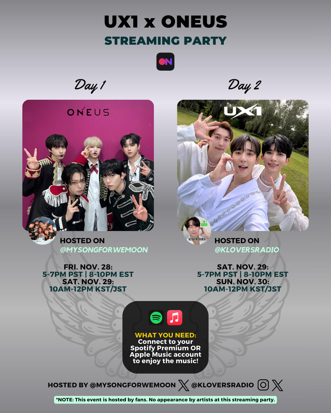 UX1 and ONEUS Stationhead Streaming Party